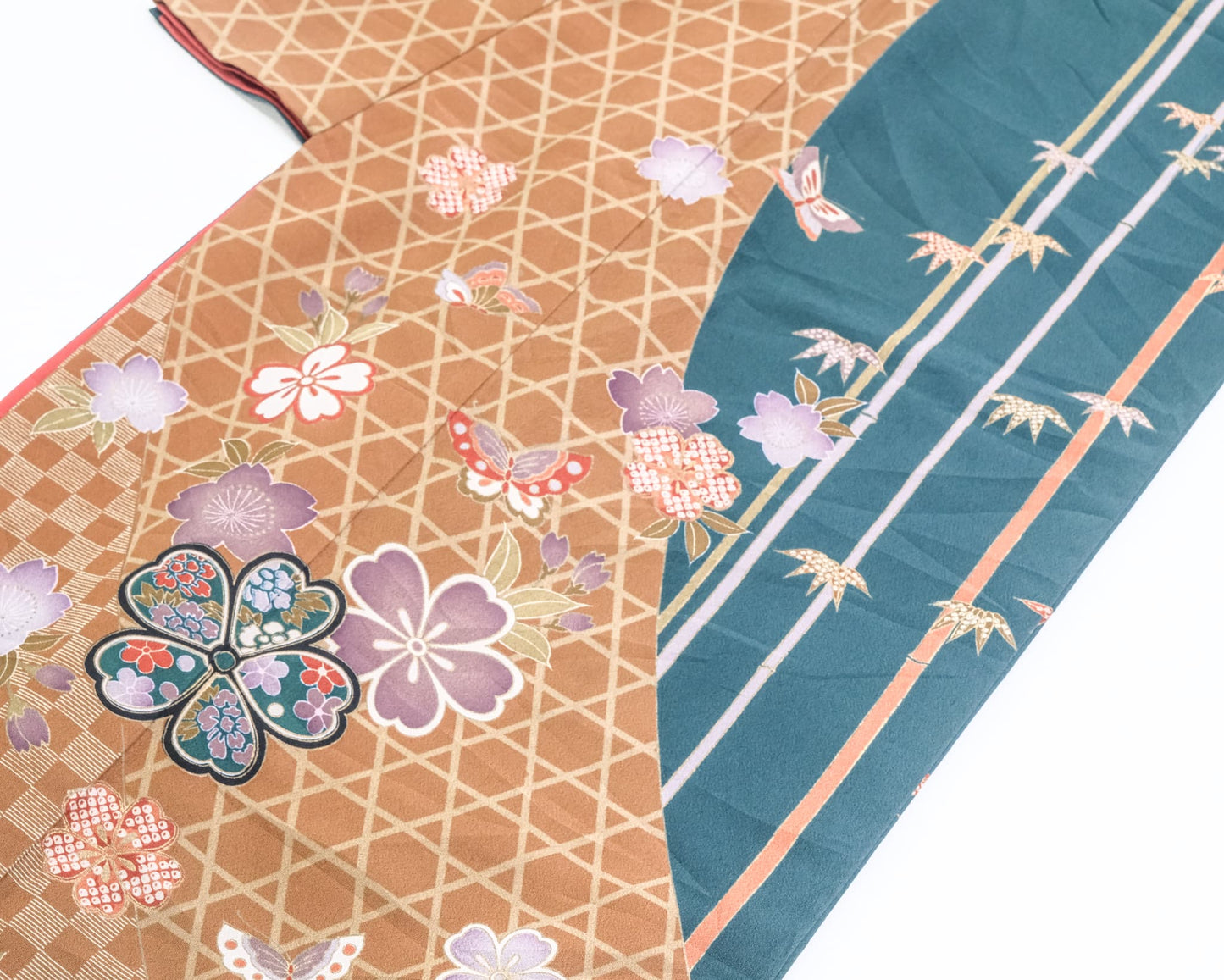 薄茶と青緑_竹桜蝶